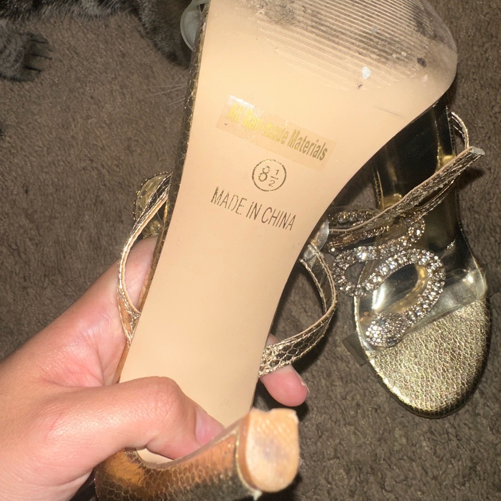 Windsor Gold Heels with Rhinestone Detail